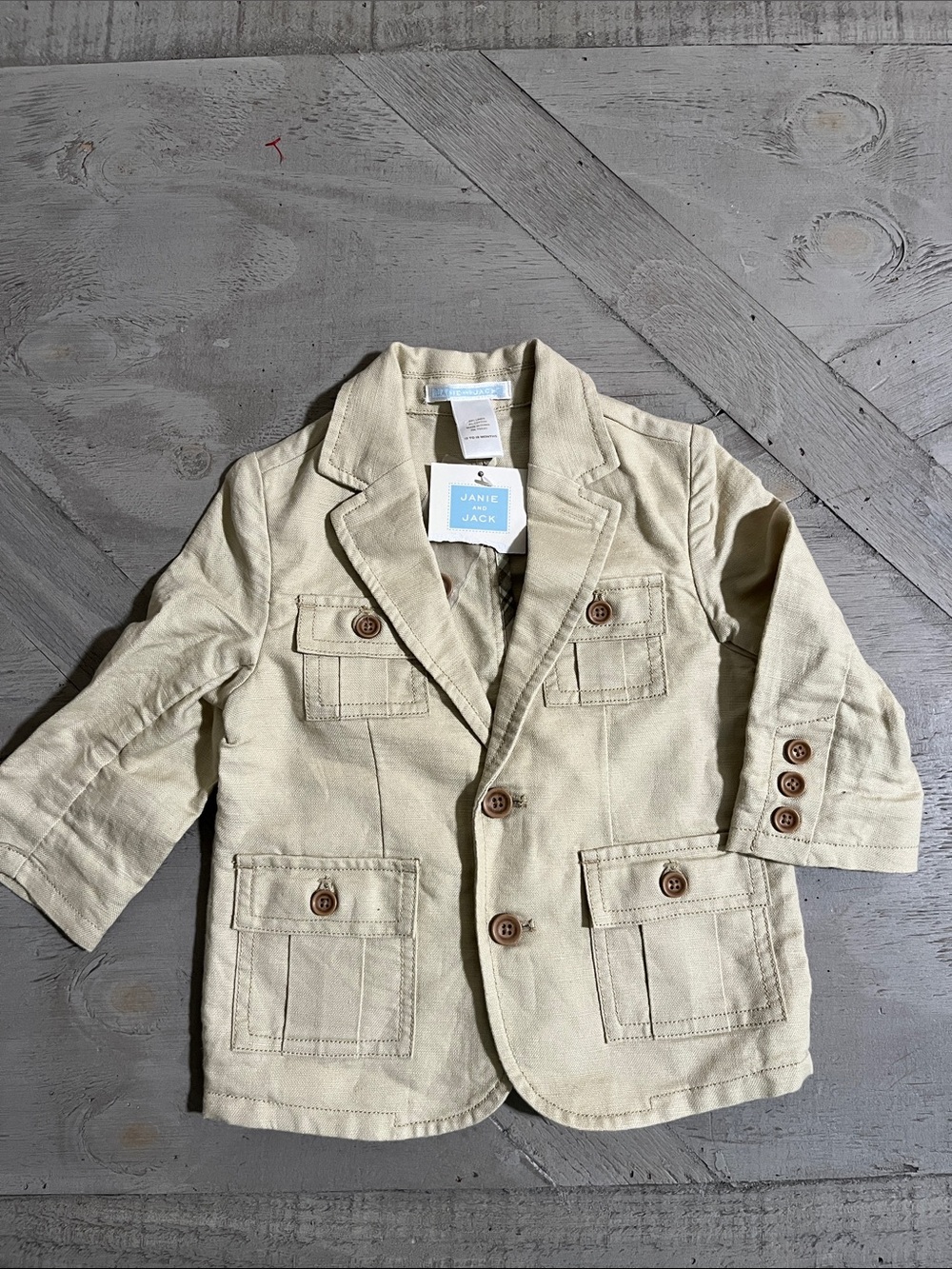Janie and Jack 60%Linen Tan Blazer Jacket Boys 12-18M N/W/T